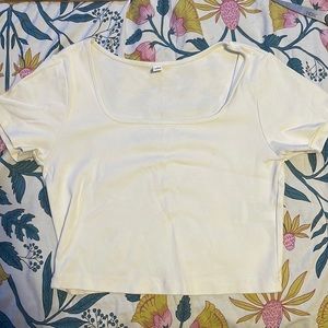 off white square neckline crop top